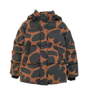 Brown Brushstrokes 'Hello' Puffer Jacket