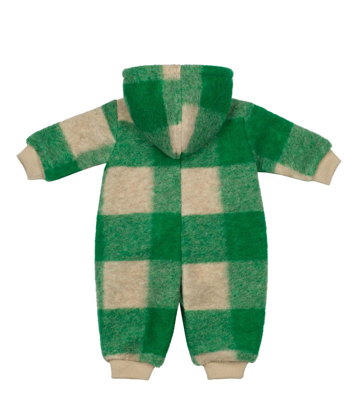 True Green Check Baby Hooded All In One