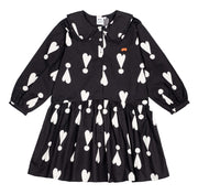 Black Exclamation Hearts Collar Dress