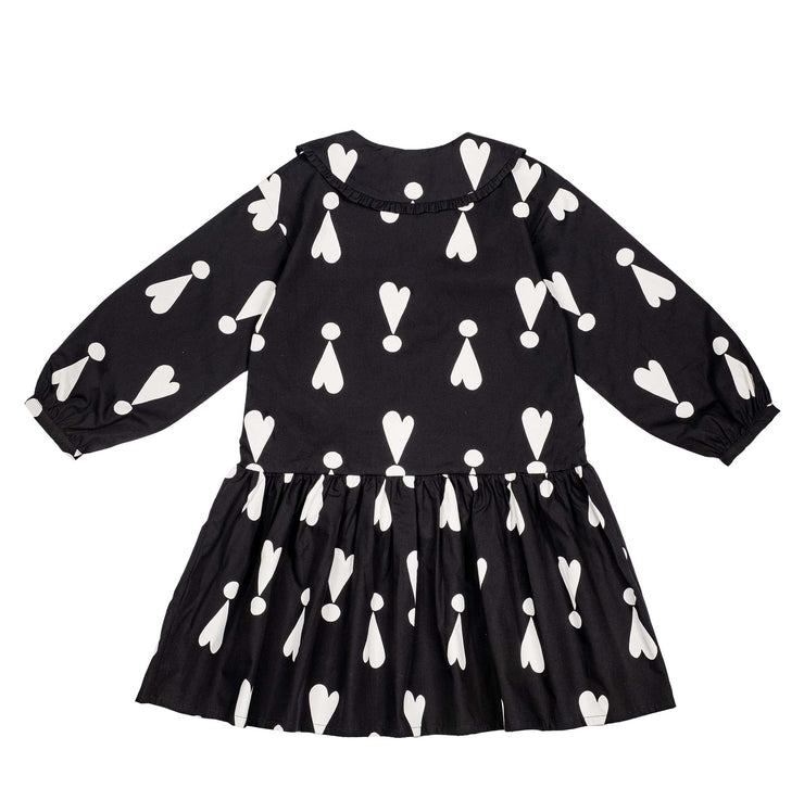 Black Exclamation Hearts Collar Dress