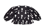 Black Exclamation Hearts Bows Top