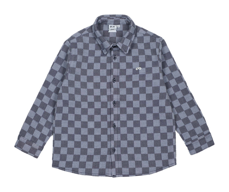 Squares Denim Collar Shirt