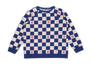 True Blue Comic Book Check Raglan Sweater