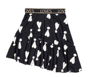 Black Exclamation Hearts Asymmetric Skirt